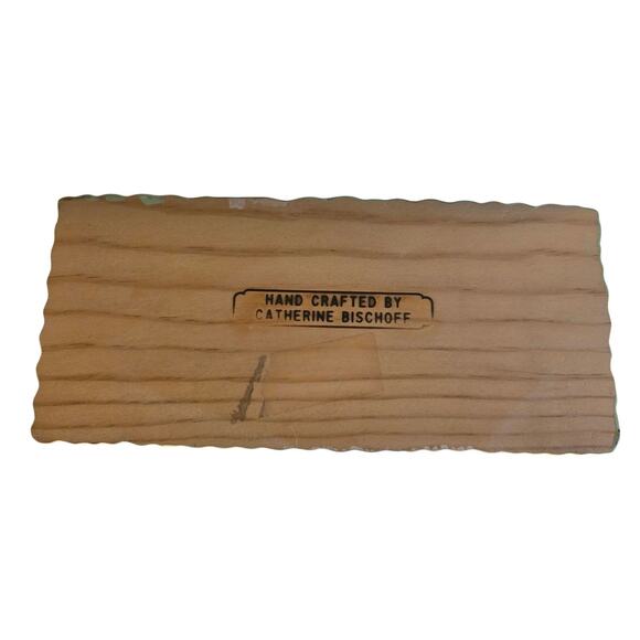 Handmade white‎ Painted Wooden Cat 13" Super Cute Signed Catherine Bishoff - Picture 6 of 6